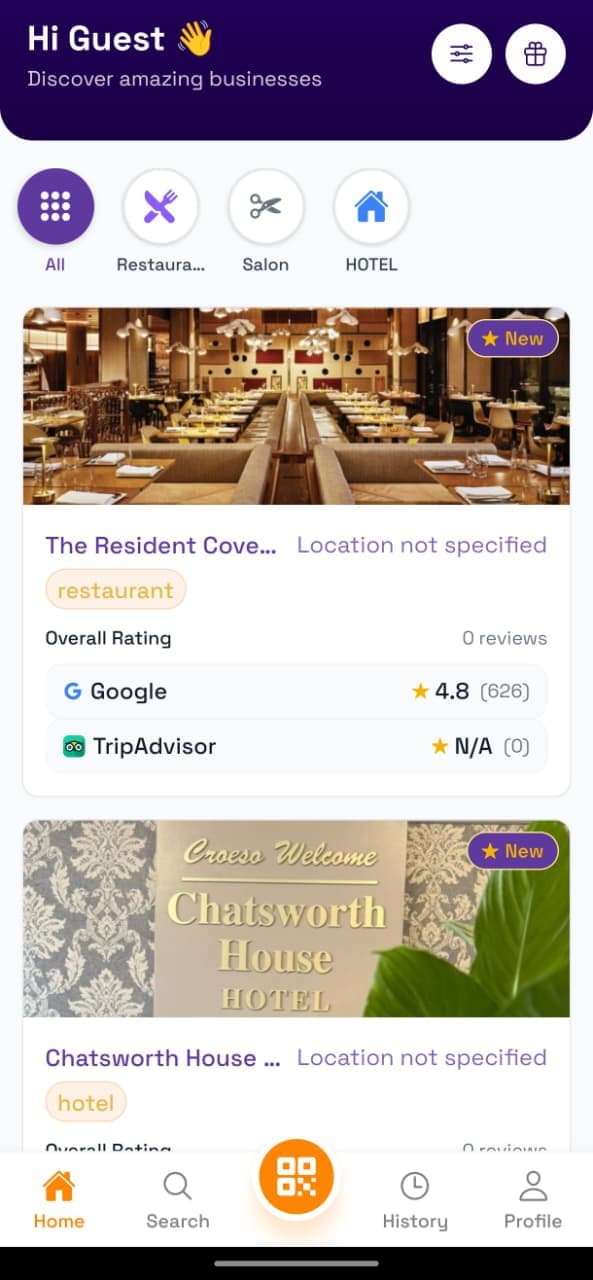 HashView App - Restaurant Detail Screen